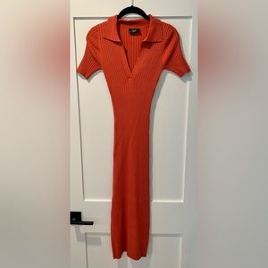 Romi Ribbed Knit Midi Dress - Rust - Vici